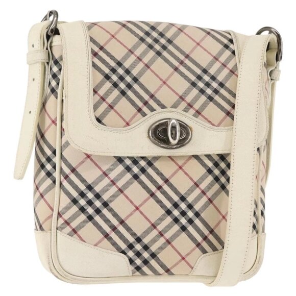BURBERRY Nova Check Shoulder Bag Canvas Beige White
